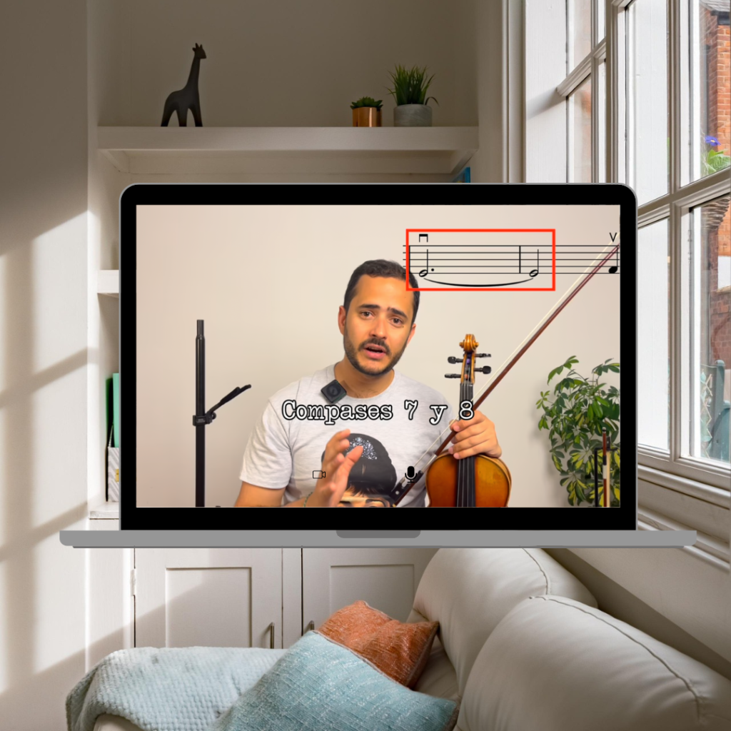 profesor de violín explicando